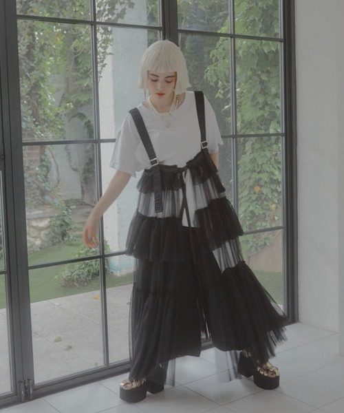 manana suerte（マニャーナスエルテ）の「レイヤードチュールワンピース（ワンピース・レディース・ブラック・FREE）」の12枚目の写真