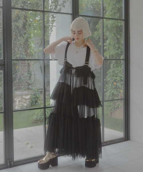 manana suerte（マニャーナスエルテ）の「レイヤードチュールワンピース（ワンピース・レディース・ブラック・FREE）」の7枚目の写真