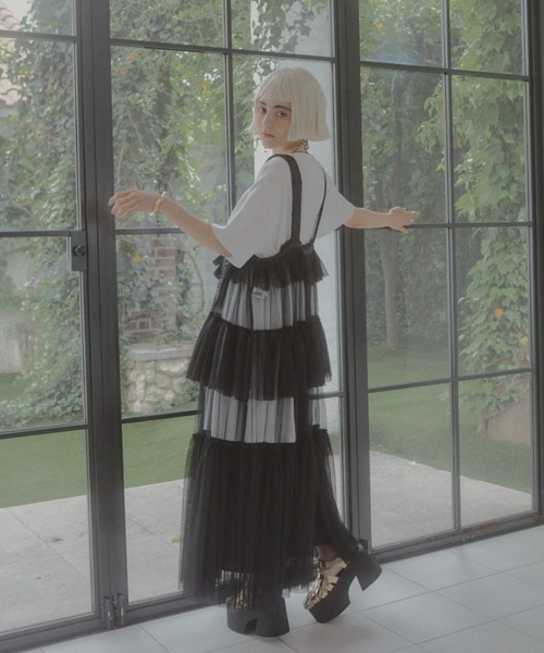 manana suerte（マニャーナスエルテ）の「レイヤードチュールワンピース（ワンピース・レディース・ブラック・FREE）」の6枚目の写真