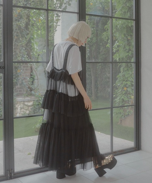 manana suerte（マニャーナスエルテ）の「レイヤードチュールワンピース（ワンピース・レディース・ブラック・FREE）」の10枚目の写真