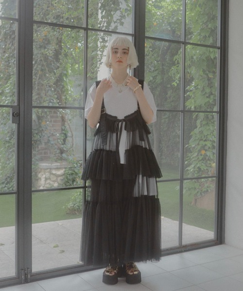 manana suerte（マニャーナスエルテ）の「レイヤードチュールワンピース（ワンピース・レディース・ブラック・FREE）」の11枚目の写真