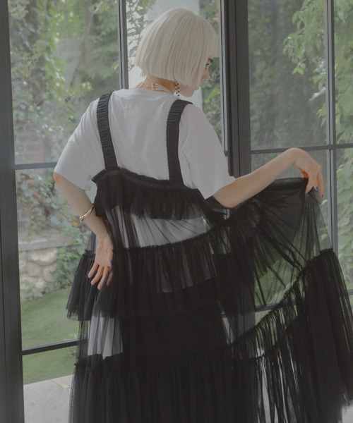 manana suerte（マニャーナスエルテ）の「レイヤードチュールワンピース（ワンピース・レディース・ブラック・FREE）」の3枚目の写真
