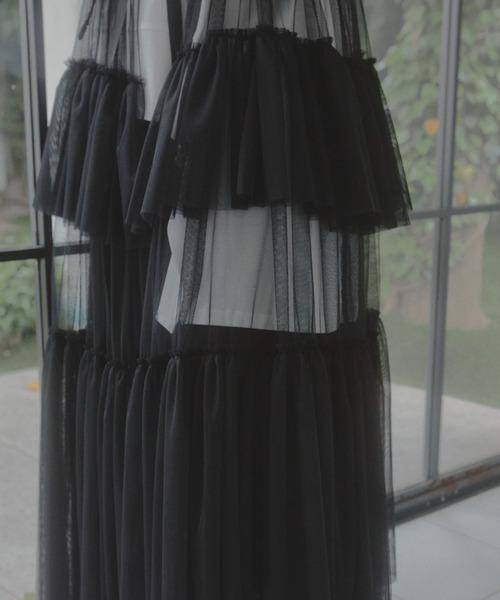manana suerte（マニャーナスエルテ）の「レイヤードチュールワンピース（ワンピース・レディース・ブラック・FREE）」の14枚目の写真