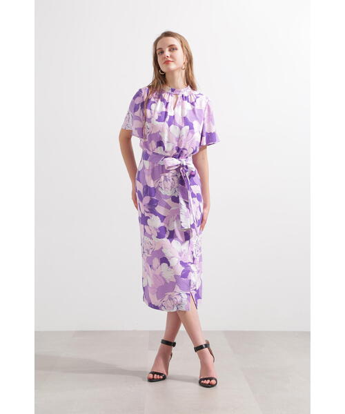 ピンキー＆ダイアン　フローラルラインプリントワンピース PINKY&DIANNE ワンピース ラインブロックフラワープリントワンピース