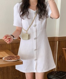 YUGA_YGMC Button tweed dress