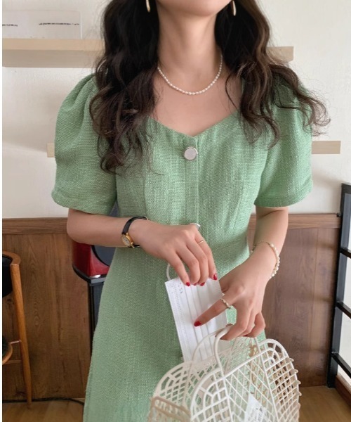 FREE STYLISTS(フリー スタイリスト)の「YUGA_YGMC Button tweed dress(ワンピース・レディース・ライトグリーン/ホワイト・FREE)」の16枚目の写真
