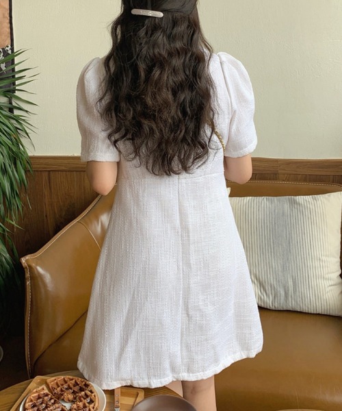 FREE STYLISTS(フリー スタイリスト)の「YUGA_YGMC Button tweed dress(ワンピース・レディース・ライトグリーン/ホワイト・FREE)」の6枚目の写真