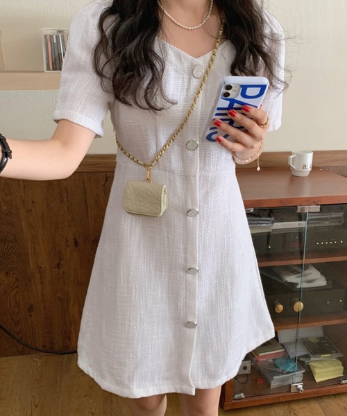 FREE STYLISTS(フリー スタイリスト)の「YUGA_YGMC Button tweed dress(ワンピース・レディース・ライトグリーン/ホワイト・FREE)」の10枚目の写真