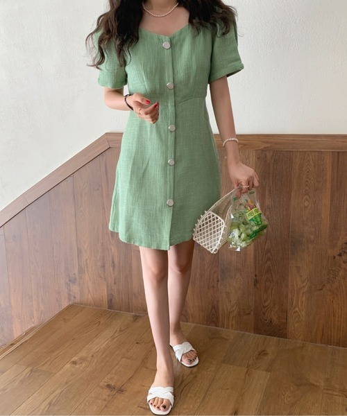 FREE STYLISTS(フリー スタイリスト)の「YUGA_YGMC Button tweed dress(ワンピース・レディース・ライトグリーン/ホワイト・FREE)」の20枚目の写真