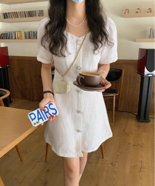 FREE STYLISTS(フリー スタイリスト)の「YUGA_YGMC Button tweed dress(ワンピース・レディース・ライトグリーン/ホワイト・FREE)」の8枚目の写真