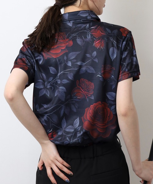 FUNALIVE(ファンアライブ)の「ブラックローズ柄ポロシャツ ゴルフ(ポロシャツ・レディース・その他・M/L/WOMENS L)」の2枚目の写真