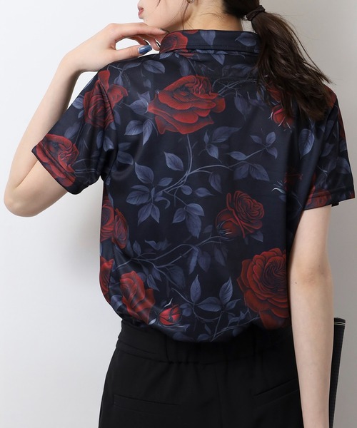 FUNALIVE(ファンアライブ)の「ブラックローズ柄ポロシャツ ゴルフ(ポロシャツ・レディース・その他・M/L/WOMENS L)」の3枚目の写真