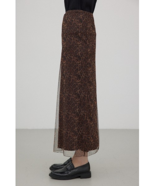 crie conforto(クリーコンフォルト)の「レオパードチュールスカート 秋服 春服 ヒョウ柄 ロングスカート 90年代ライク ウエストゴム(スカート・レディース・ブラウン系その他・SMALL/MEDIUM)」の6枚目の写真