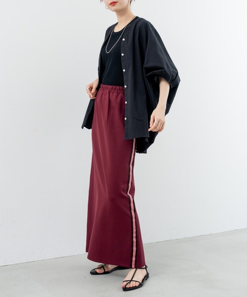 refinedworks（リファインドワークス）の「【refinedworks】カジュアル に映える サイドラインスカート（スカート・レディース・ボルドー/ブラウン/ブラック・FREE）」の3枚目の写真