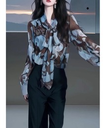 HONKY TONK（ホンキートンク）の「配色フラワープリント　リボンブラウス（シャツ/ブラウス）」