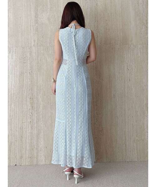 MERCURYDUO(マーキュリーデュオ)の「カットレースブロッキングマーメイドワンピース(ワンピース・レディース・ブラック/ライトブルー/オフホワイト・SMALL/MEDIUM)」の9枚目の写真