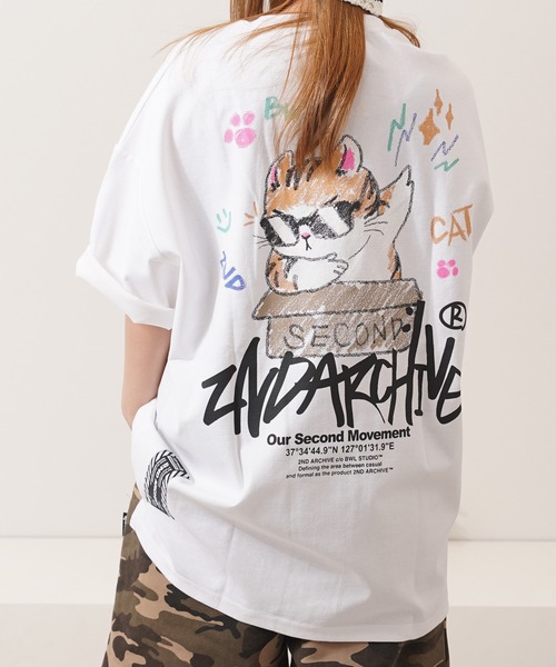 1111clothing(ワンフォークロージング)の「【2ND ARCHIVE】オーバーサイズ クレヨンタッチ プリント Tシャツ / Oversized Crayon Touch Print T-Shirt(Tシャツ/カットソー・メンズ・ピンク系1/ピンク系2/ピンク系3/ブラック系1/グリーン系2/ブラック系3/ホワイト系1/ホワイト系2/グリーン系1/ブラック系2/ホワイト系3/グリーン系3・FREE)」の3枚目の写真