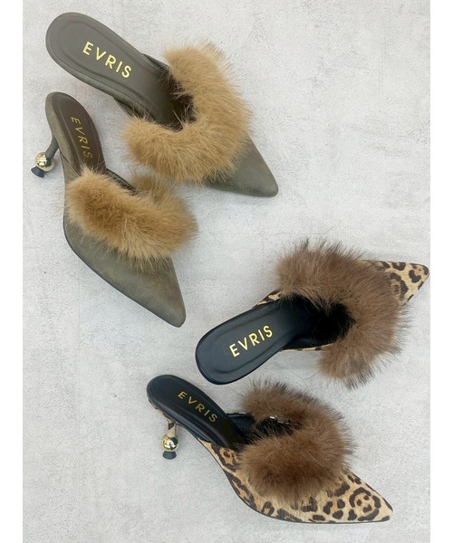 EVRIS（エヴリス）の「ポインテッドトゥフェイクファーミュール（パンプス・レディース・その他1/カーキ・SMALL/MEDIUM/LARGE）」の5枚目の写真