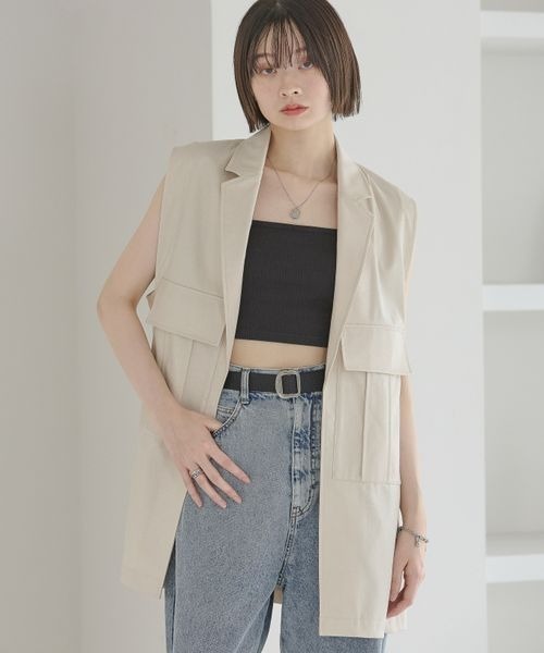 セール】【UNISEX】ライトレザーベスト（ベスト）｜Anui