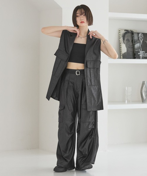 Anui(アニュイ)の「【UNISEX】ライトレザーベスト(ベスト・レディース・ブラック/アイボリー・MEDIUM)」の22枚目の写真