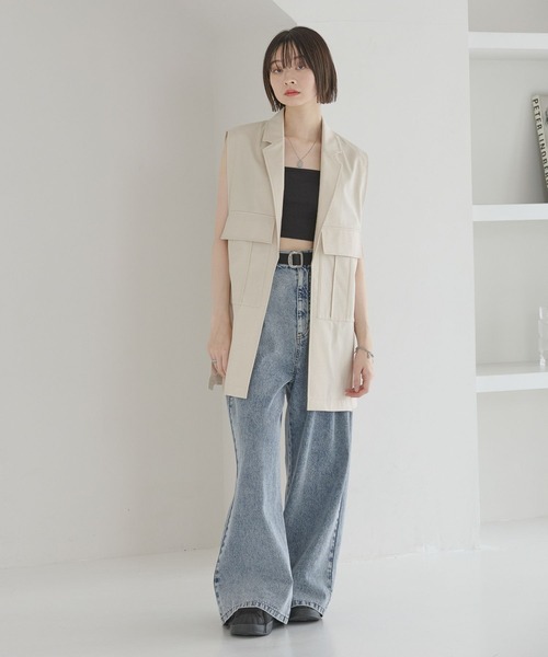 Anui(アニュイ)の「【UNISEX】ライトレザーベスト(ベスト・レディース・ブラック/アイボリー・MEDIUM)」の20枚目の写真