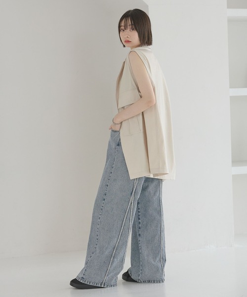 Anui(アニュイ)の「【UNISEX】ライトレザーベスト(ベスト・レディース・ブラック/アイボリー・MEDIUM)」の21枚目の写真