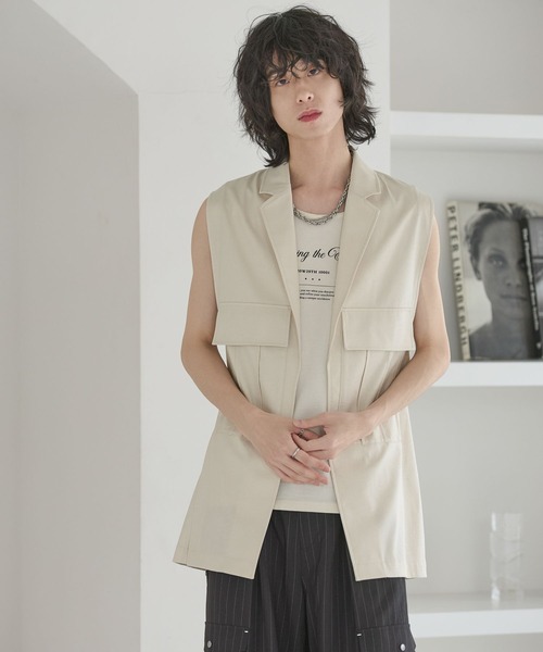 Anui(アニュイ)の「【UNISEX】ライトレザーベスト(ベスト・レディース・ブラック/アイボリー・MEDIUM)」の11枚目の写真