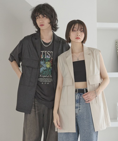 Anui(アニュイ)の「【UNISEX】ライトレザーベスト(ベスト・レディース・ブラック/アイボリー・MEDIUM)」の9枚目の写真