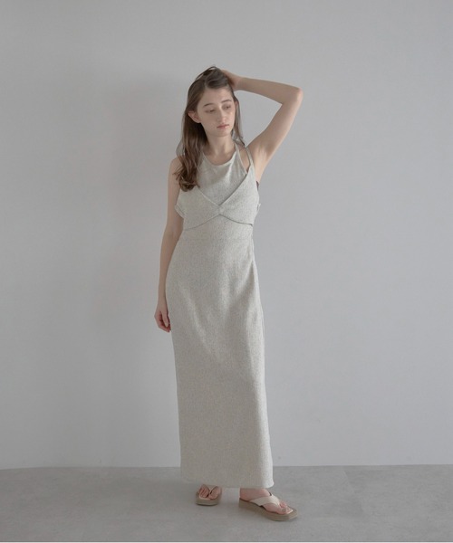 セール】【MINERTE】summer tweed halter neck dress / サマー