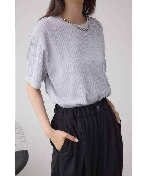 セール】ソリッドテクスチャーカットトップス（Tシャツ