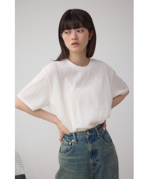 セール】ソリッドテクスチャーカットトップス（Tシャツ