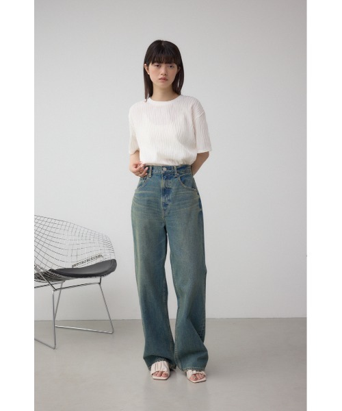 AZUL by moussy(アズールバイマウジー)の「ソリッドテクスチャーカットトップス(Tシャツ/カットソー・レディース・ブラック/ホワイト/レッド/ライトグレー・SMALL/MEDIUM)」の7枚目の写真