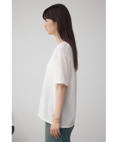AZUL by moussy(アズールバイマウジー)の「ソリッドテクスチャーカットトップス(Tシャツ/カットソー・レディース・ブラック/ホワイト/レッド/ライトグレー・SMALL/MEDIUM)」の9枚目の写真