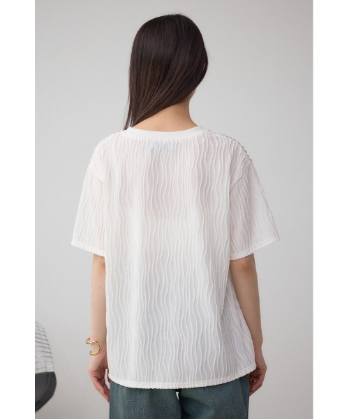 AZUL by moussy(アズールバイマウジー)の「ソリッドテクスチャーカットトップス(Tシャツ/カットソー・レディース・ブラック/ホワイト/レッド/ライトグレー・SMALL/MEDIUM)」の10枚目の写真
