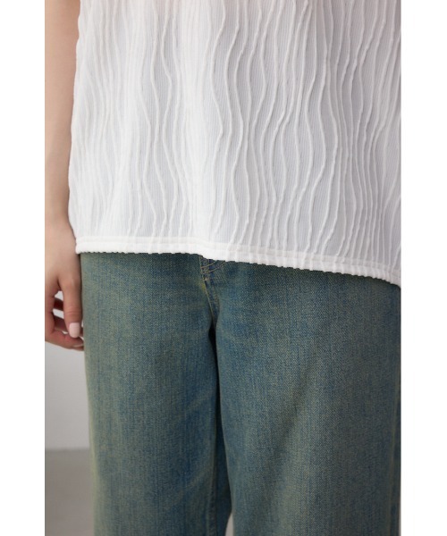 AZUL by moussy(アズールバイマウジー)の「ソリッドテクスチャーカットトップス(Tシャツ/カットソー・レディース・ブラック/ホワイト/レッド/ライトグレー・SMALL/MEDIUM)」の13枚目の写真