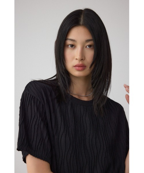 AZUL by moussy(アズールバイマウジー)の「ソリッドテクスチャーカットトップス(Tシャツ/カットソー・レディース・ブラック/ホワイト/レッド/ライトグレー・SMALL/MEDIUM)」の14枚目の写真