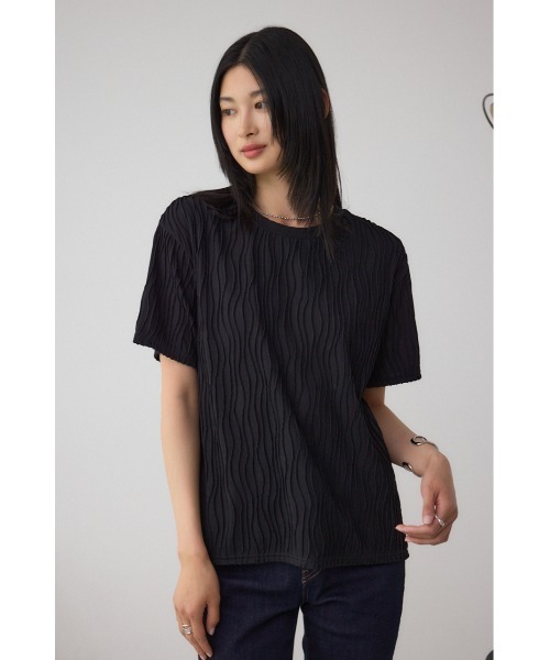 AZUL by moussy(アズールバイマウジー)の「ソリッドテクスチャーカットトップス(Tシャツ/カットソー・レディース・ブラック/ホワイト/レッド/ライトグレー・SMALL/MEDIUM)」の15枚目の写真
