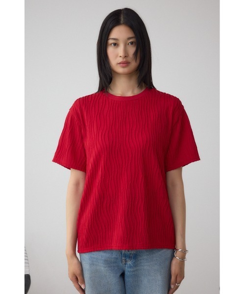 セール】ソリッドテクスチャーカットトップス（Tシャツ