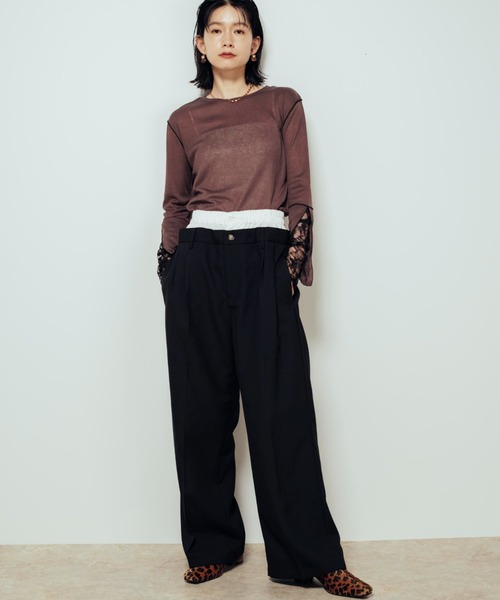 Shelly island(シェリーアイランド)の「ダブルウエストパンツ(その他パンツ・レディース・ブラック/ブラウン/チャコールグレー・FREE)」の10枚目の写真