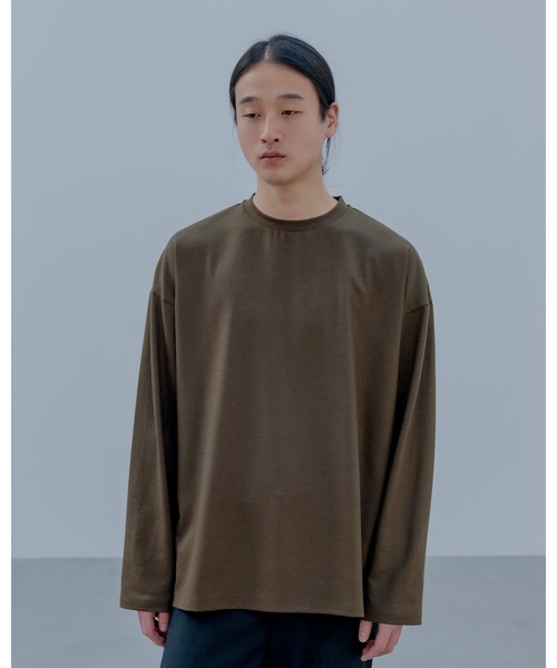 uniform experiment（ユニフォームエクスペリメント）の「SILKY MILLED WOOL LOOSE L/S TEE（Tシャツ/カットソー・メンズ・ブラック/ライトグレー/ブラウン・2/1/3/4）」の4枚目の写真