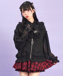 フロントZIPシフォンカーディガン