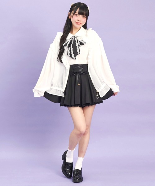 シークレットハニー Secret Honey フロントZIPシフォンカーディガン （ホワイト） シークレットハニー Secret Honey フロントZIPシフォン