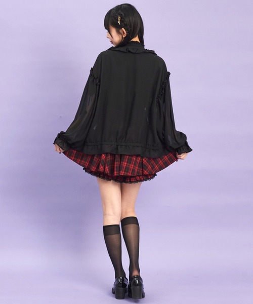 Secret Honey(シークレットハニー)の「フロントZIPシフォンカーディガン(その他アウター・レディース・オフホワイト/ブラック・MEDIUM)」の9枚目の写真