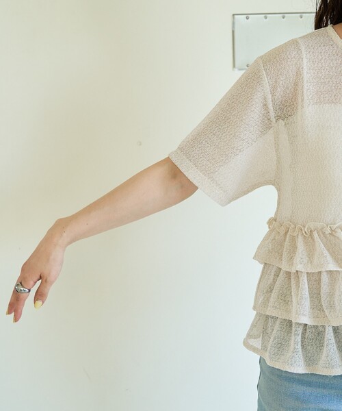 ♦コムデギャルソン♦❂AD2022❂シアー素材❐透け感あり❏ティアード❁フリル❁ ♢コムデギャルソン♢❂AD2022❂シアー素材❐透け感あり