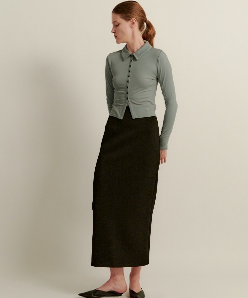 kiehtova(キエトヴァ)の「【kiehtova】slim collar cardigan/スリム カラー カーディガン(カーディガン/ボレロ・レディース・ブルー/ブラック/グリーン・FREE)」の5枚目の写真