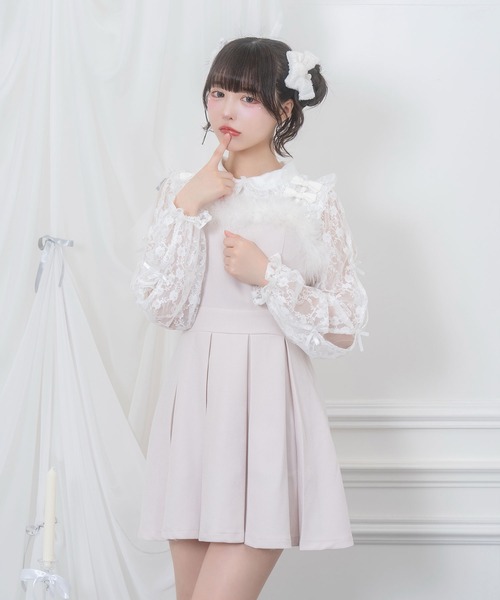 Honey Cinnamon(ハニーシナモン)の「袖リボンレースブラウス(シャツ/ブラウス・レディース・ホワイト/ブラック・FREE)」の1枚目の写真