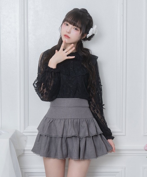 Honey Cinnamon(ハニーシナモン)の「袖リボンレースブラウス(シャツ/ブラウス・レディース・ホワイト/ブラック・FREE)」の3枚目の写真