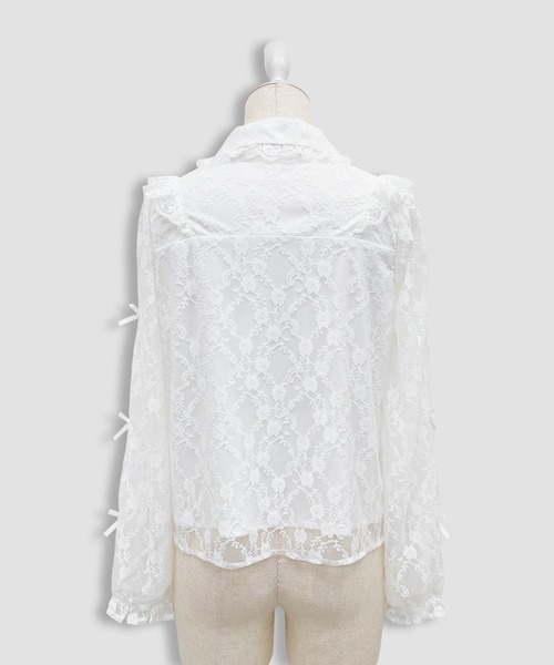 Honey Cinnamon(ハニーシナモン)の「袖リボンレースブラウス(シャツ/ブラウス・レディース・ホワイト/ブラック・FREE)」の14枚目の写真