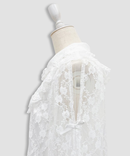 Honey Cinnamon(ハニーシナモン)の「袖リボンレースブラウス(シャツ/ブラウス・レディース・ホワイト/ブラック・FREE)」の16枚目の写真