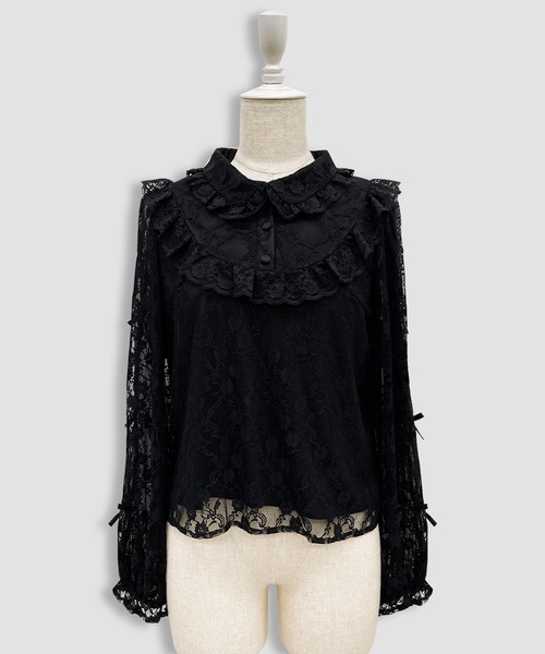 Honey Cinnamon(ハニーシナモン)の「袖リボンレースブラウス(シャツ/ブラウス・レディース・ホワイト/ブラック・FREE)」の6枚目の写真